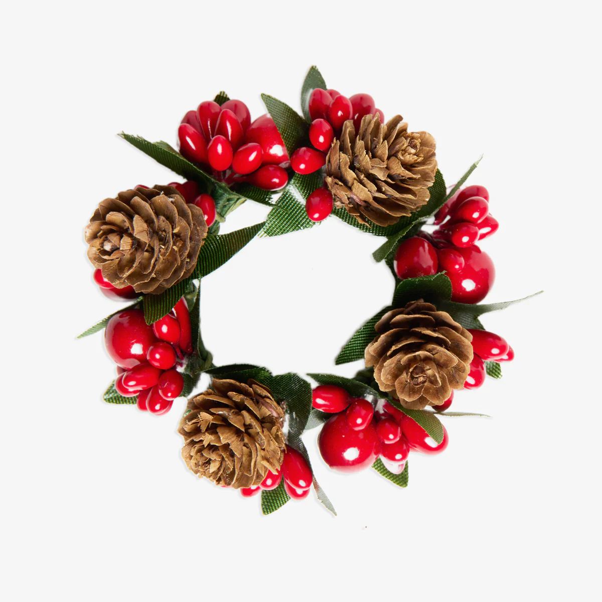 Red Berry & Pine Cone Candle Rings - Image 3