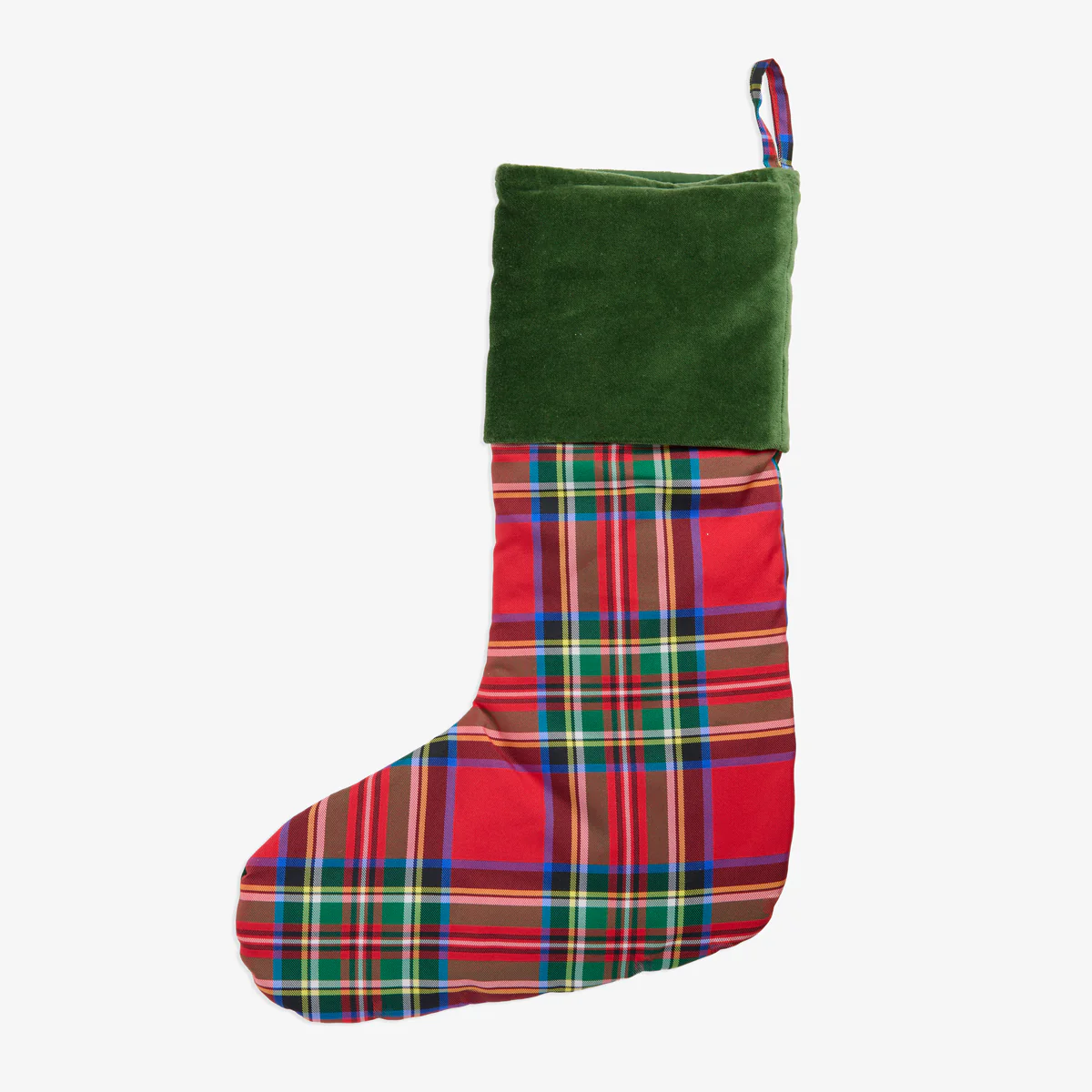 Red Tartan Stocking With Green Velvet - Image 3
