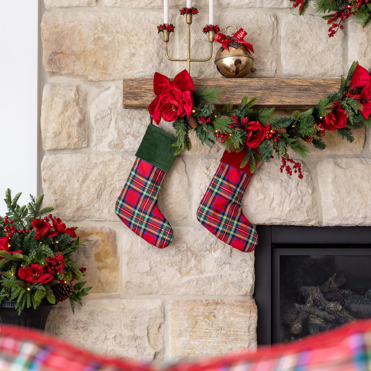 Red Tartan Stocking With Red Velvet - Image 2