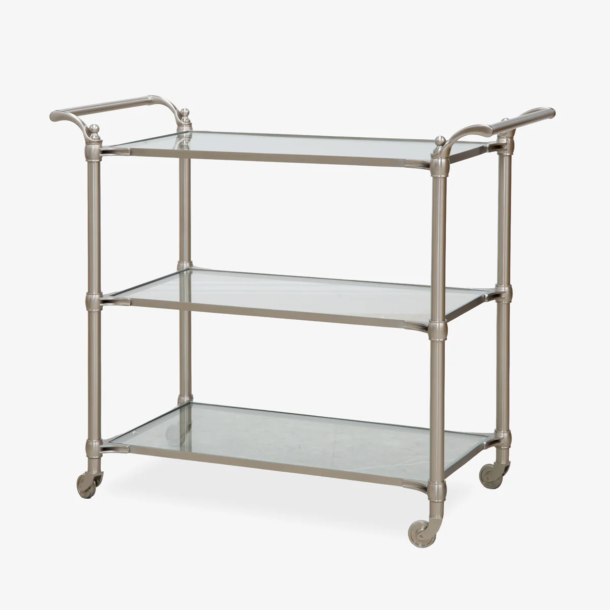 Regent Glass & Nickel Bar Cart