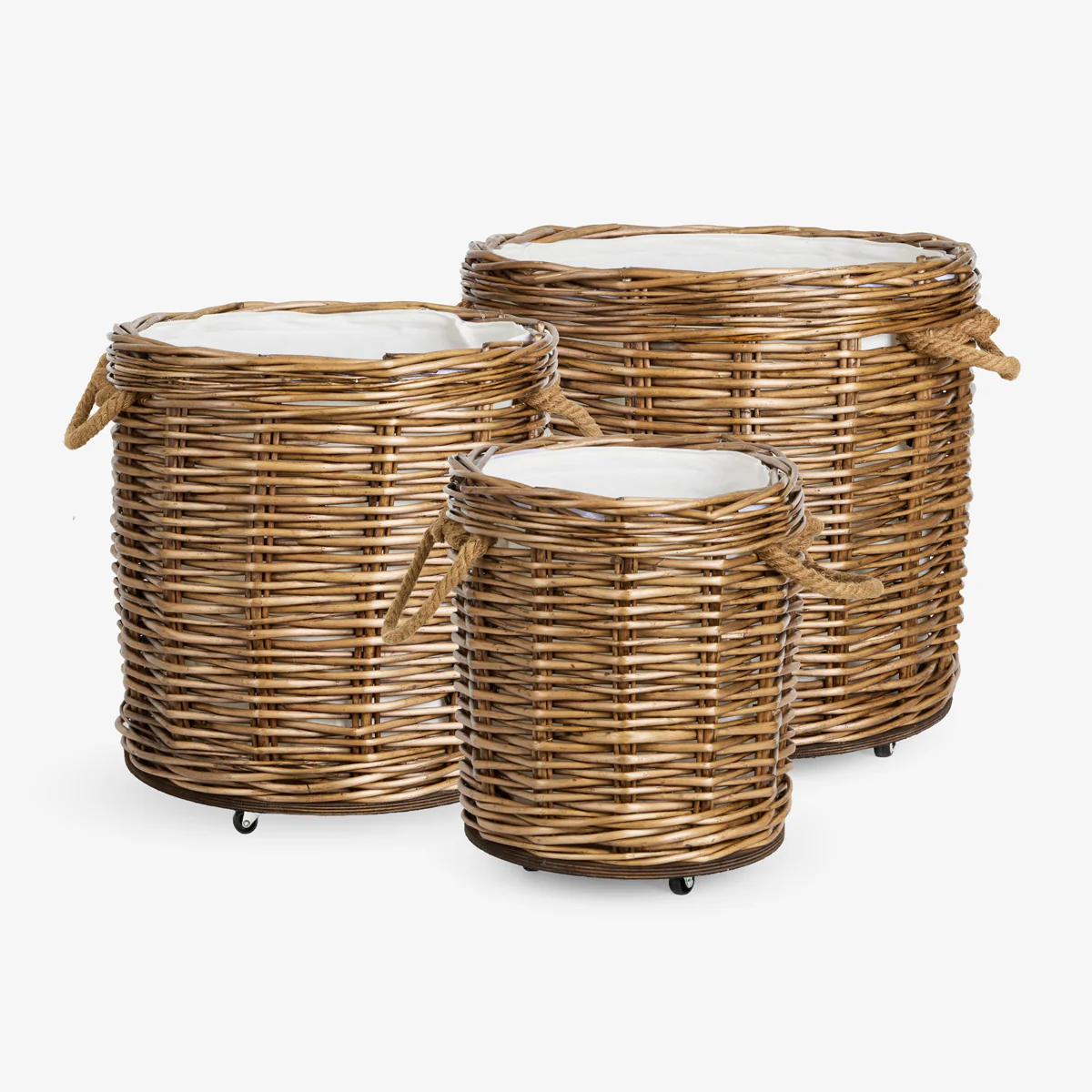 Round Willow Baskets On Wheels