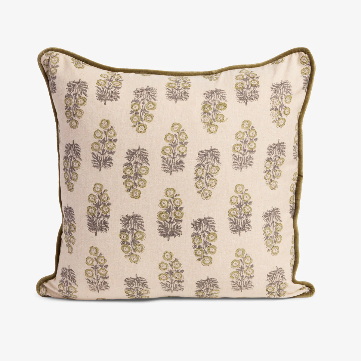 Sage & Beige Block Print Cushion Cover