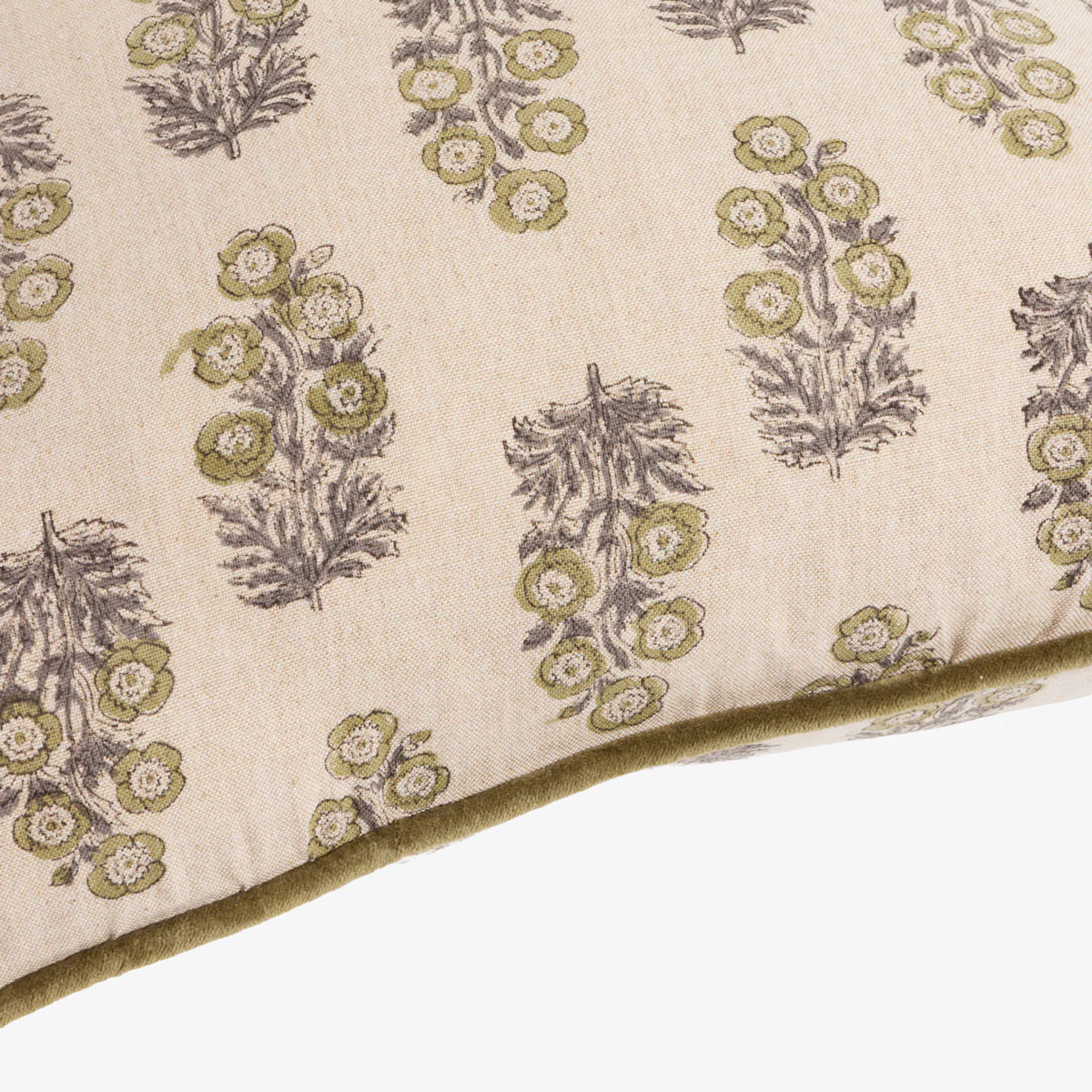 Sage & Beige Block Print Cushion Cover - Image 3