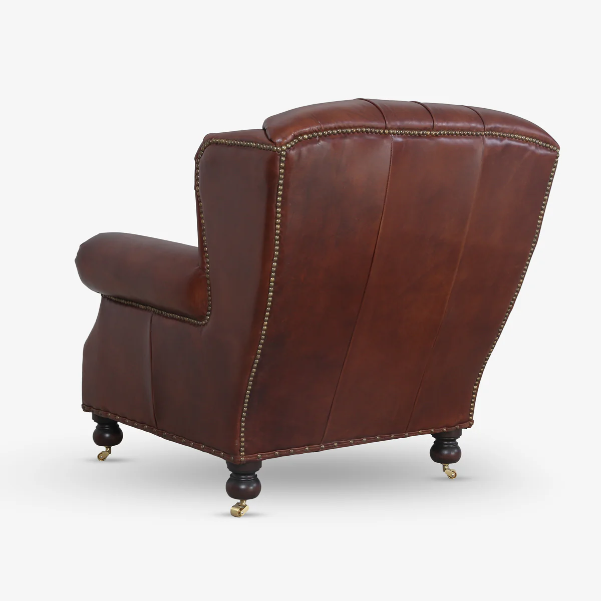 Santiago Tufted Leather Wingback Armchair (Brown) - Image 3