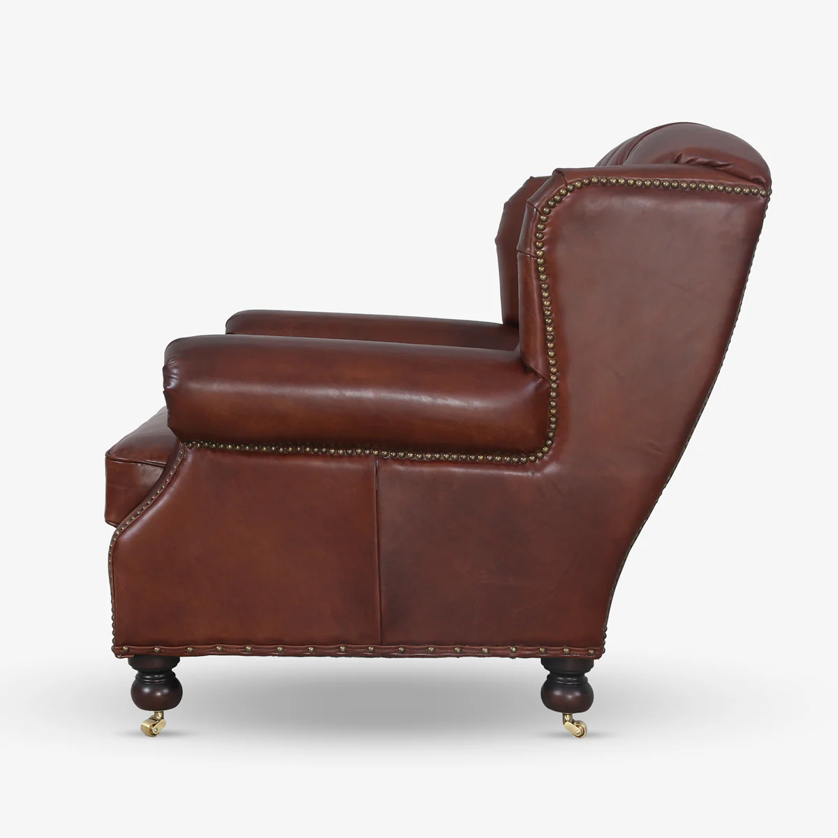 Santiago Tufted Leather Wingback Armchair (Brown) - Image 4