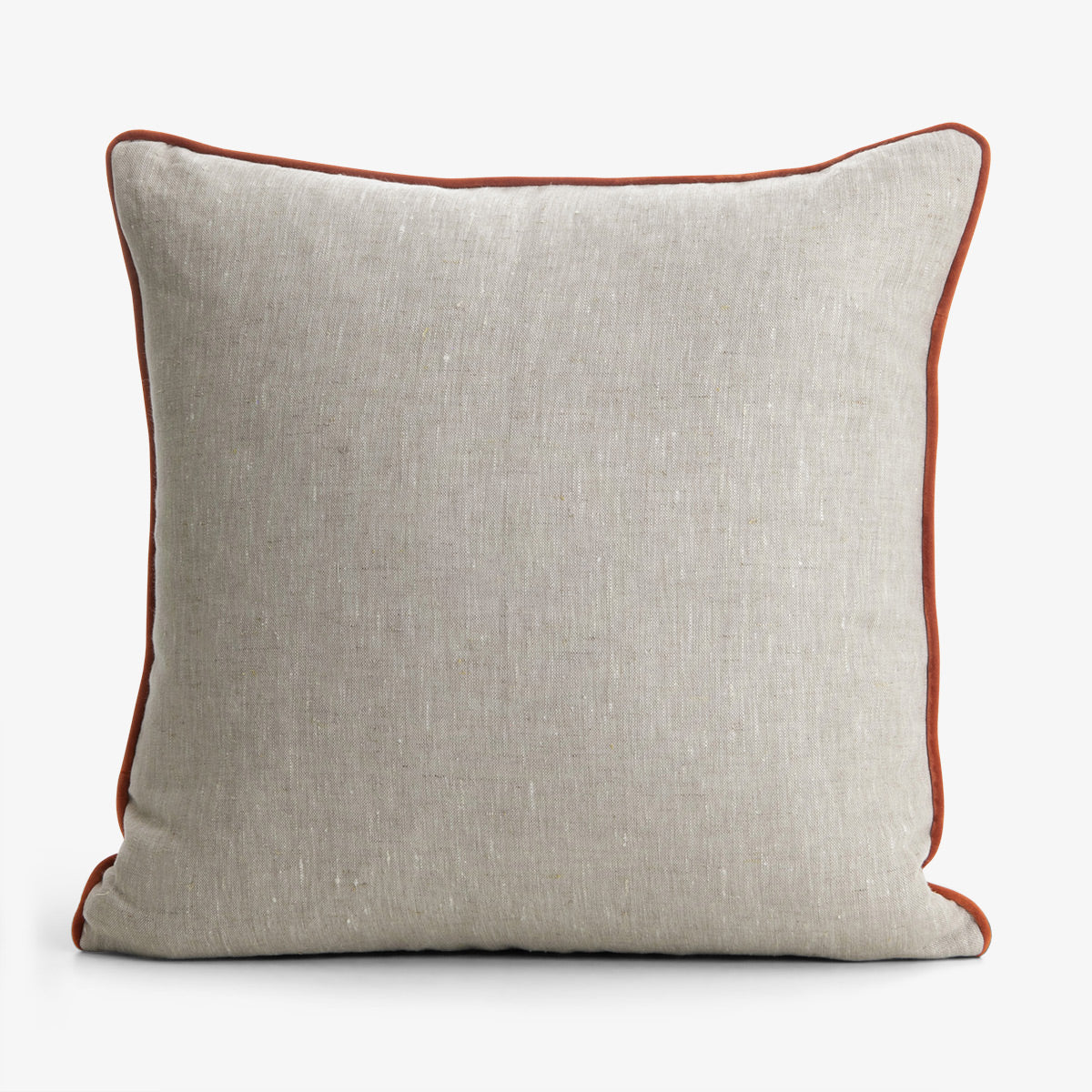 Sara Autumn Floral With Flax Back & Rust Piping Cushion Cover - Image 3