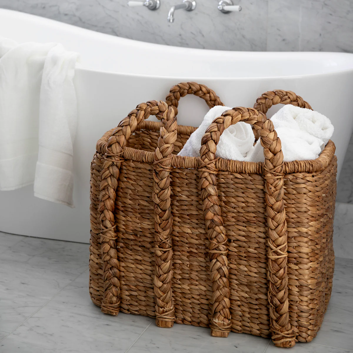 Water Hyacinth Baskets With Handles Rectangular - Image 2
