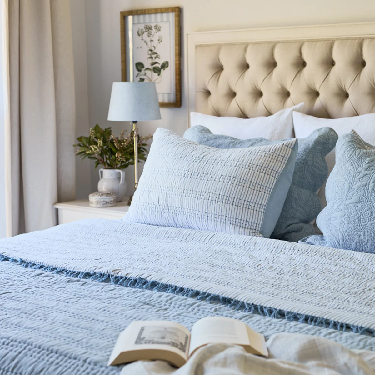 Selene Striped Bedding (Blue & White) - Image 2