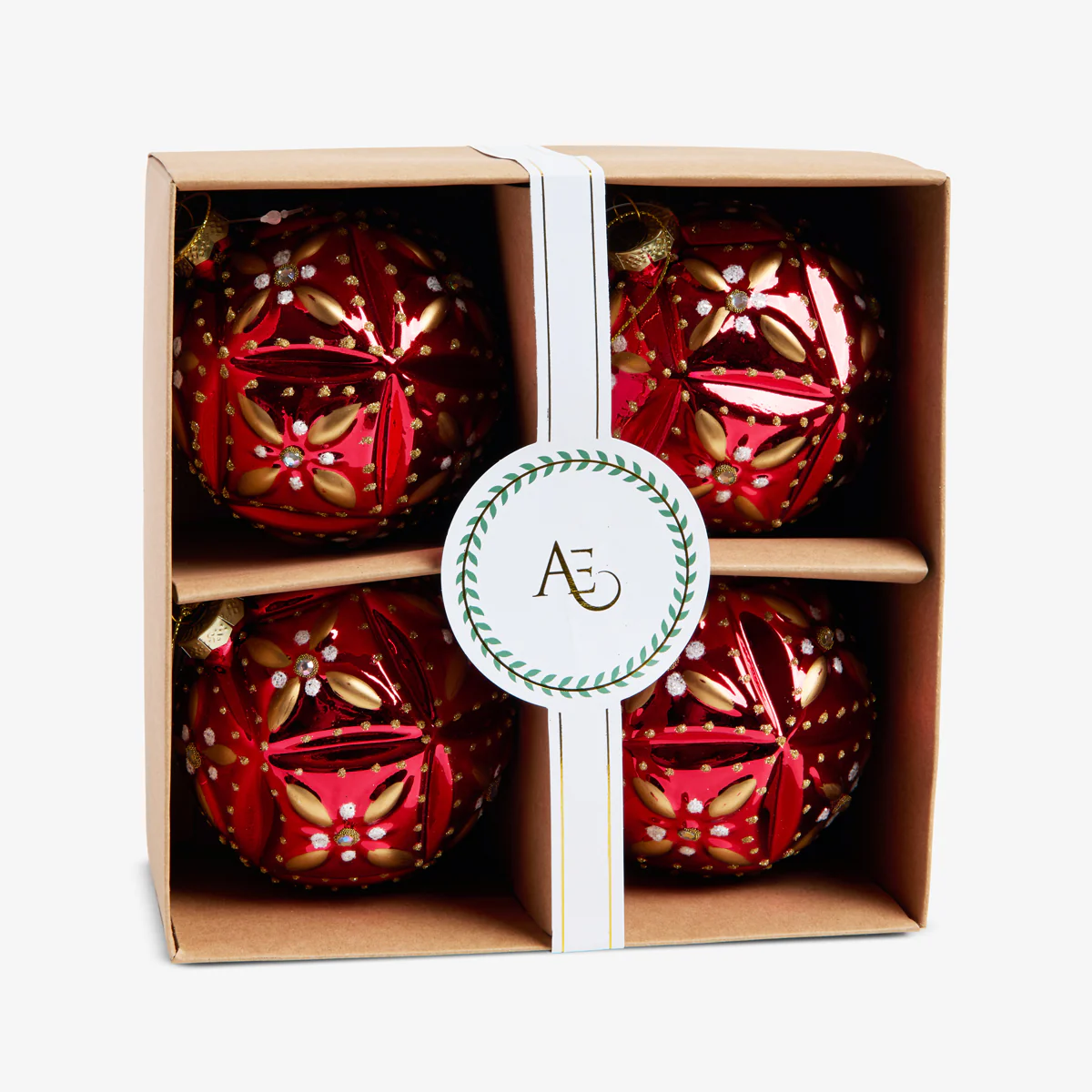 Shiny Baubles Set Of 4 (Red)
