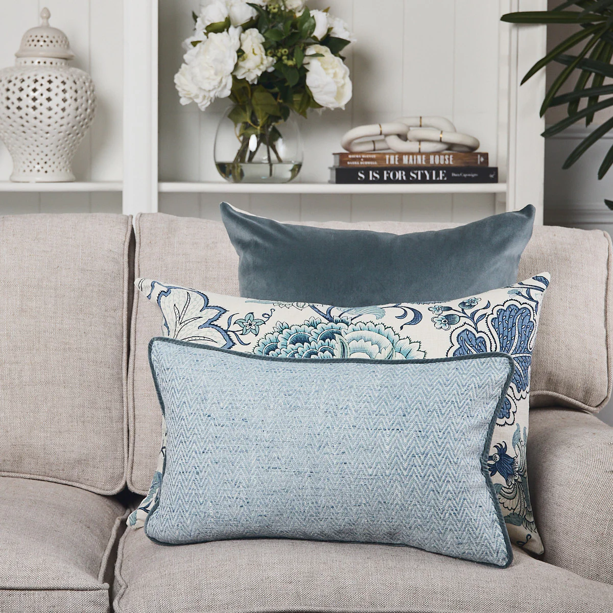 Sky Herringbone Rectangular Cushion Cover - Image 2