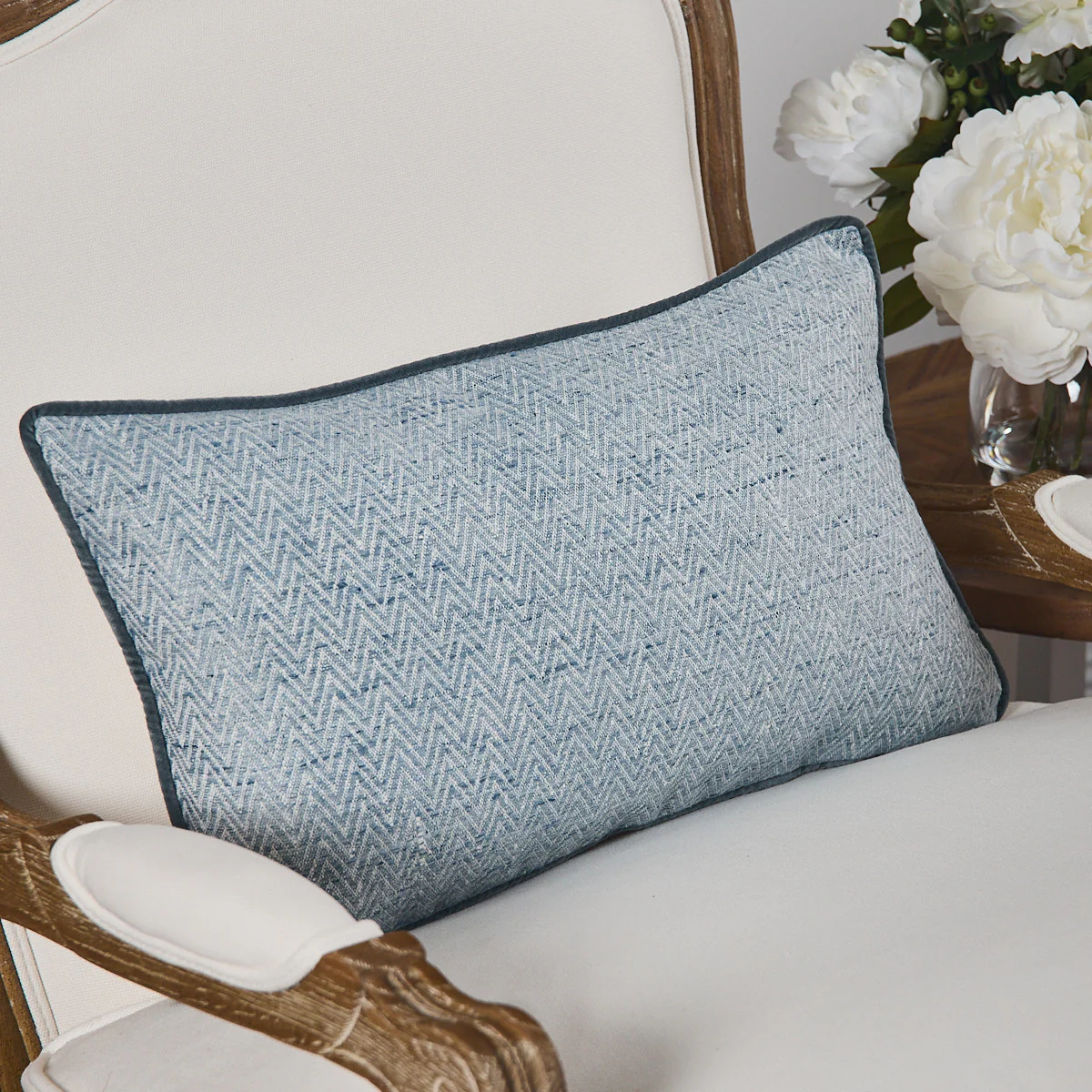 Sky Herringbone Rectangular Cushion Cover - Image 3