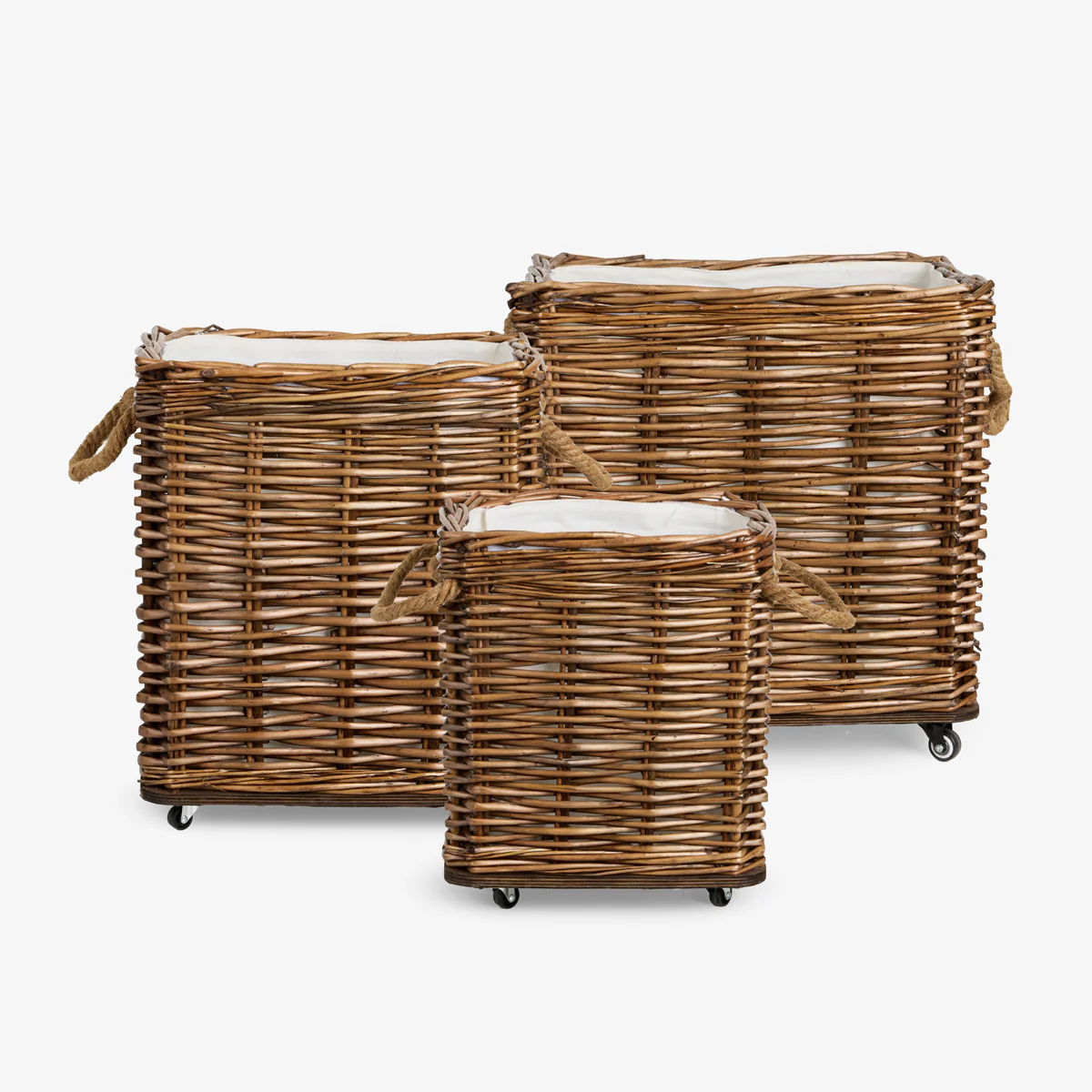 Square Willow Baskets On Wheels