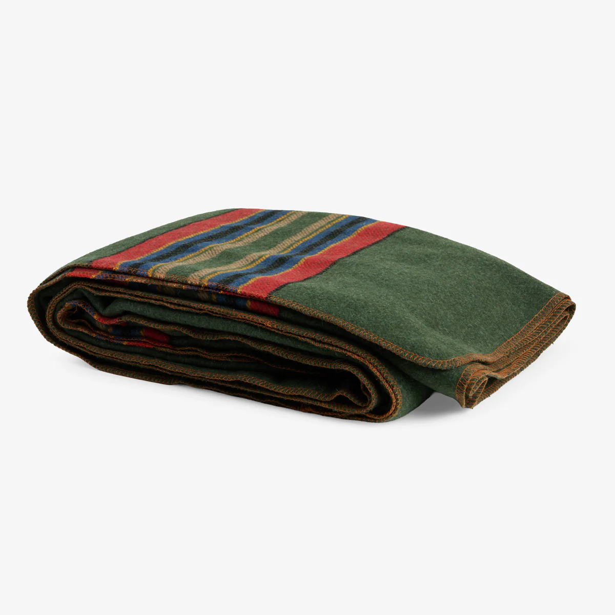 St Andrews Stripe Wool Blend Throw Green
