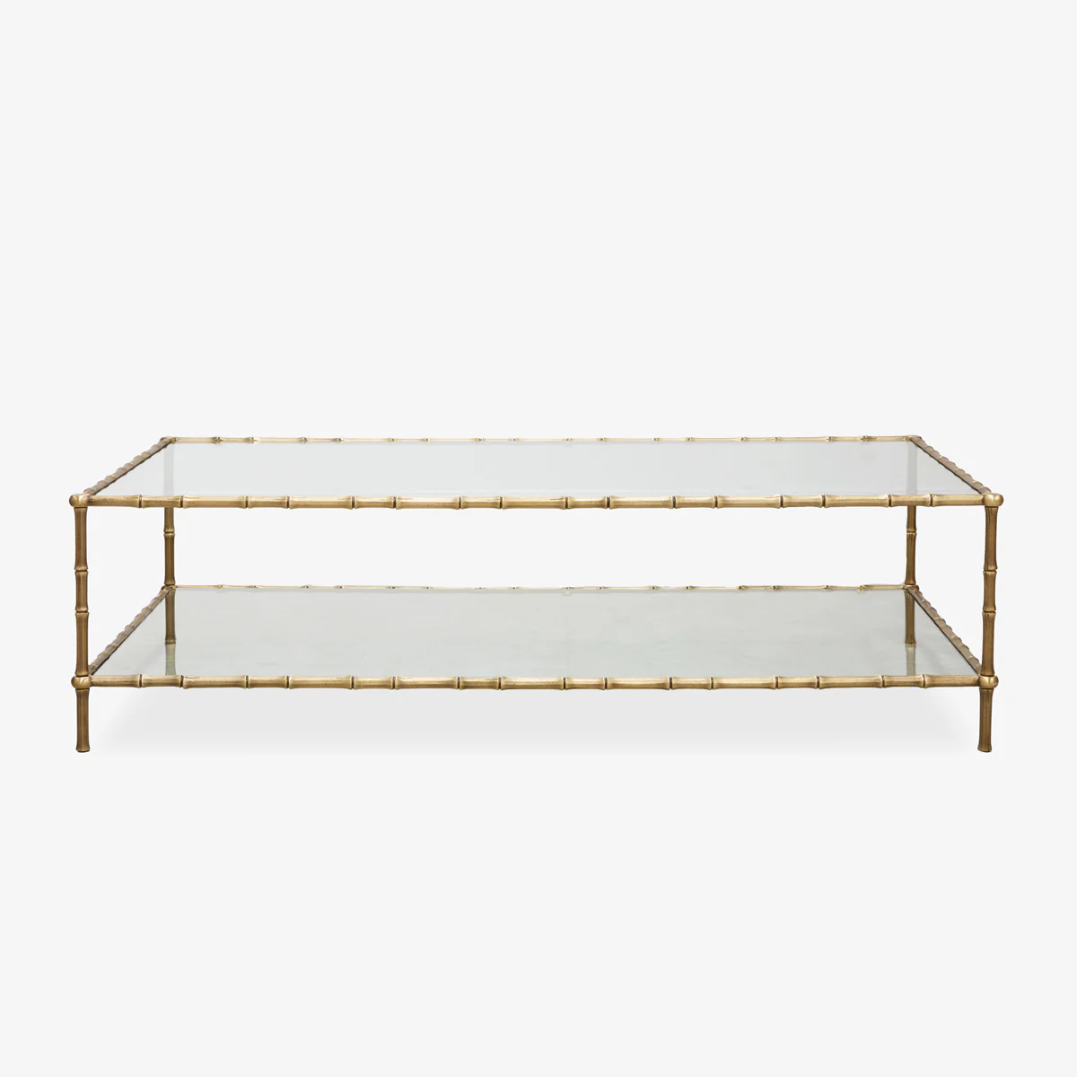 St Kitts Glass & Brass Bamboo Coffee Table - Image 3