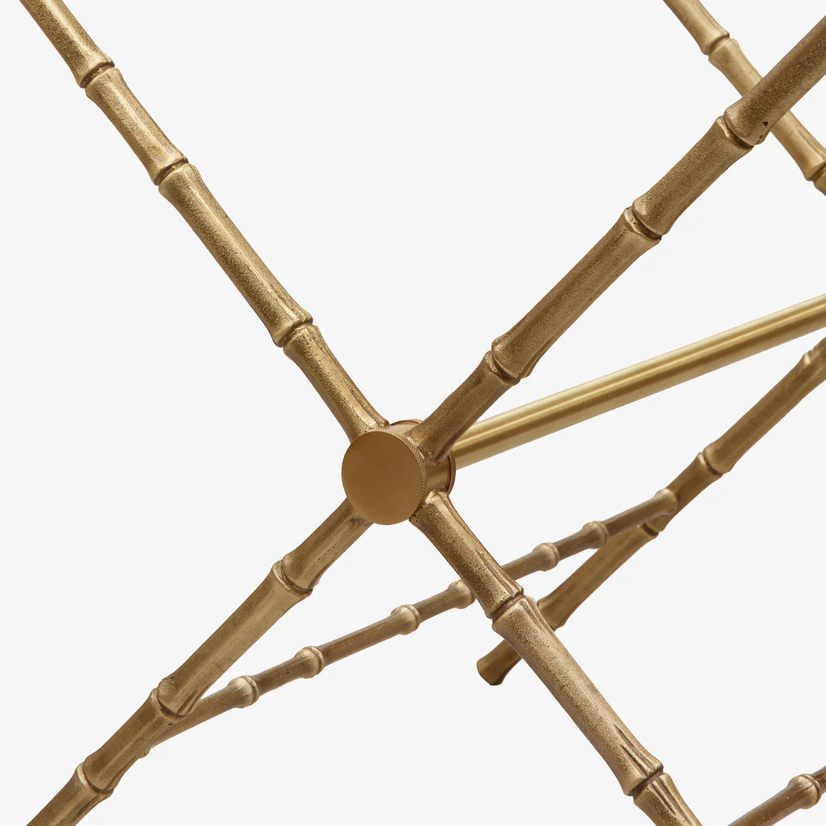 St Kitts Glass & Brass Bamboo Cross Leg Side Table - Image 4