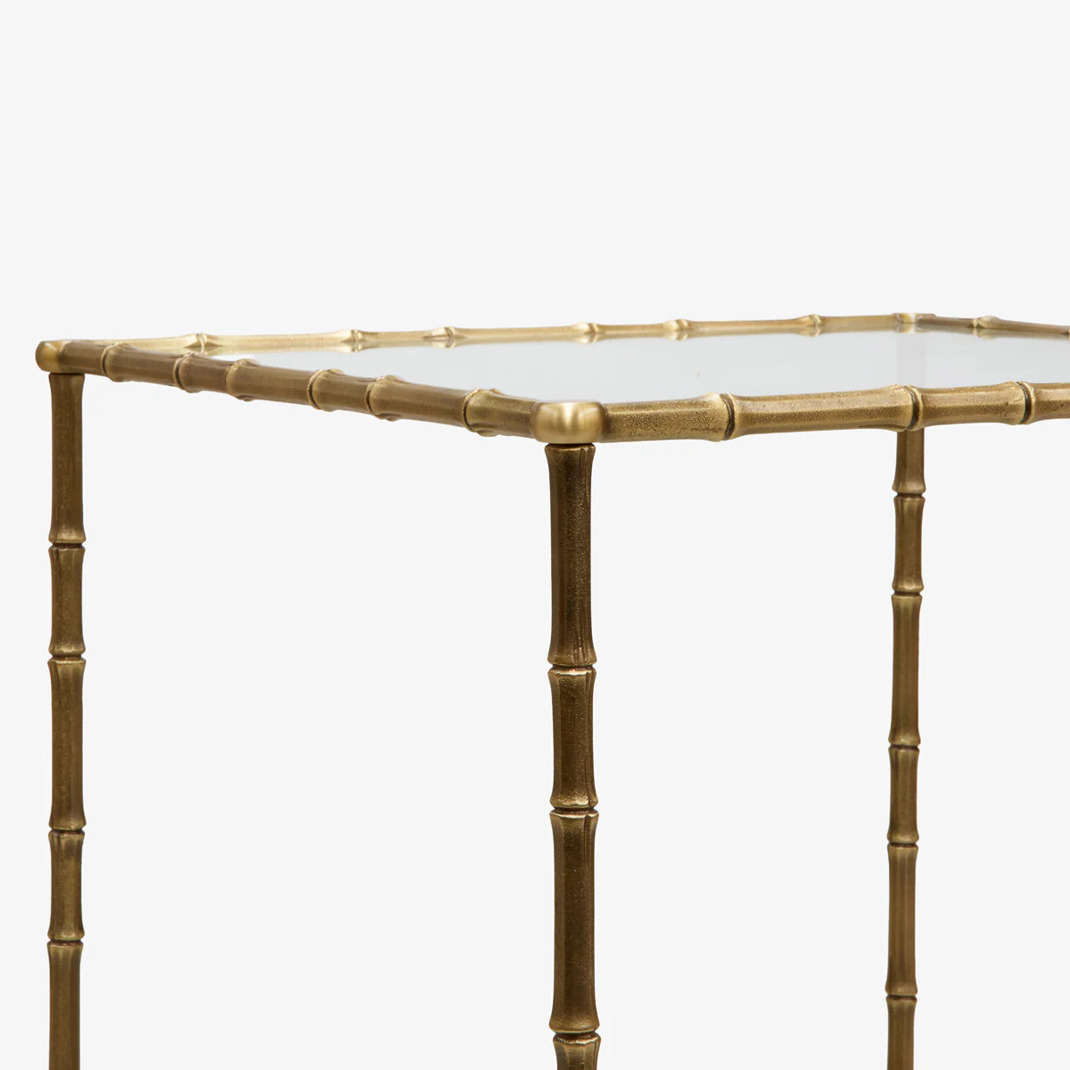 St Kitts Glass & Brass Bamboo Side Table - Image 4