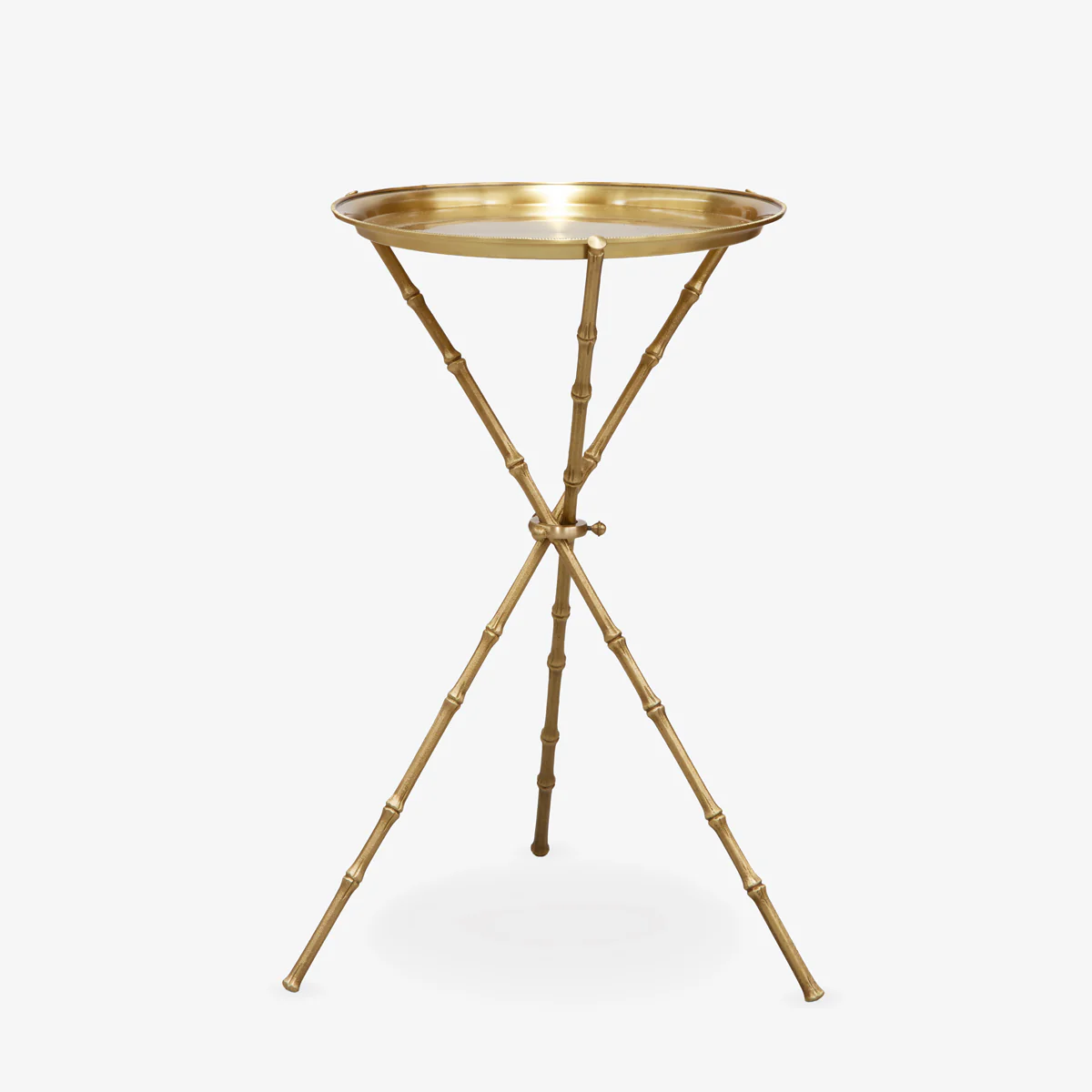 St Kitts Glass & Brass Bamboo Tripod Side Table
