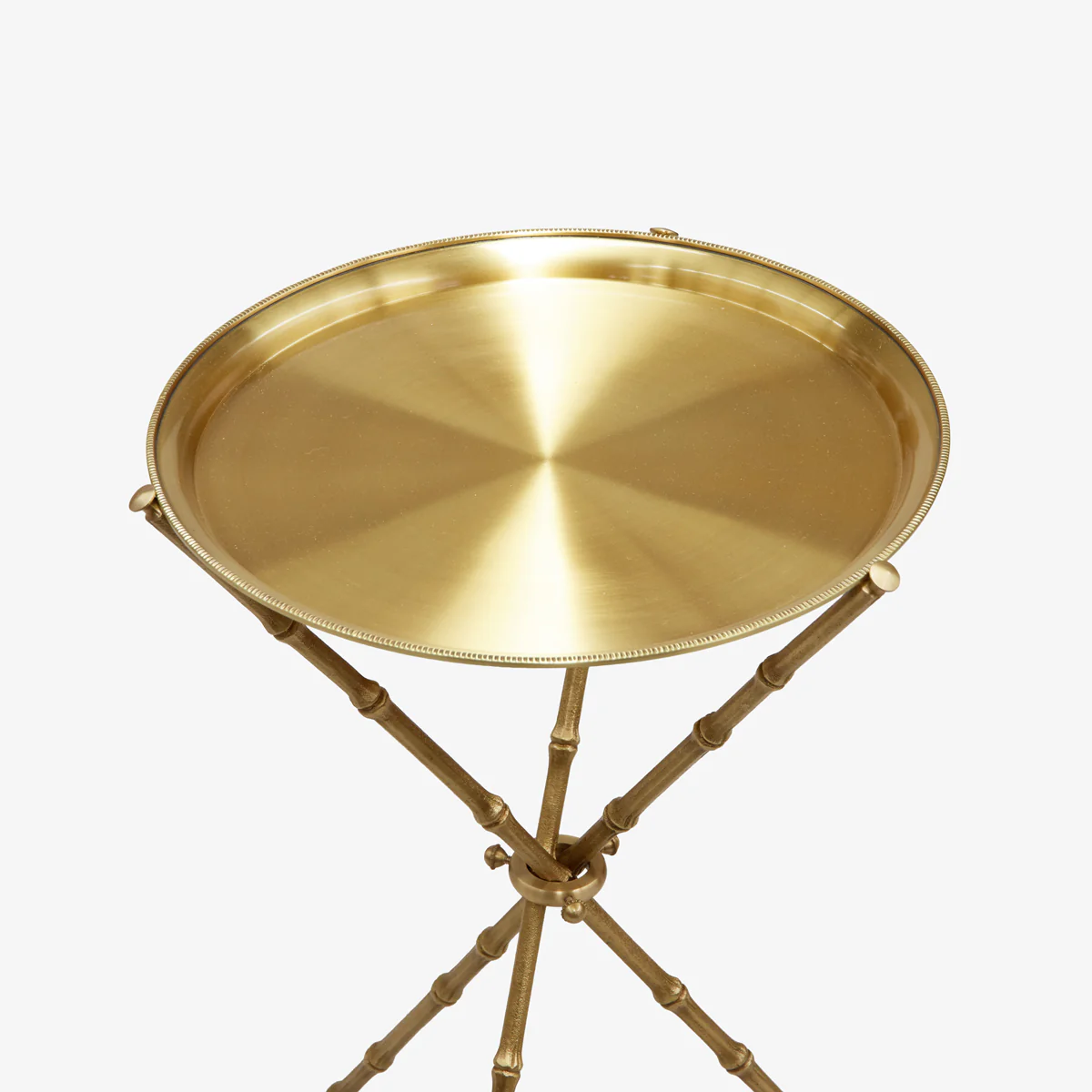 St Kitts Glass & Brass Bamboo Tripod Side Table - Image 4
