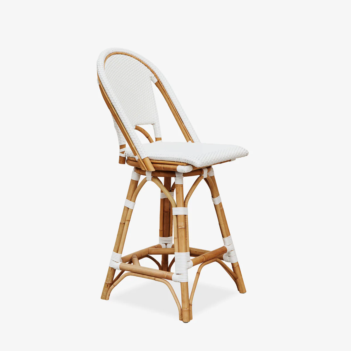 St Tropez Swivel Counter Bar Stool (White Single Weave)