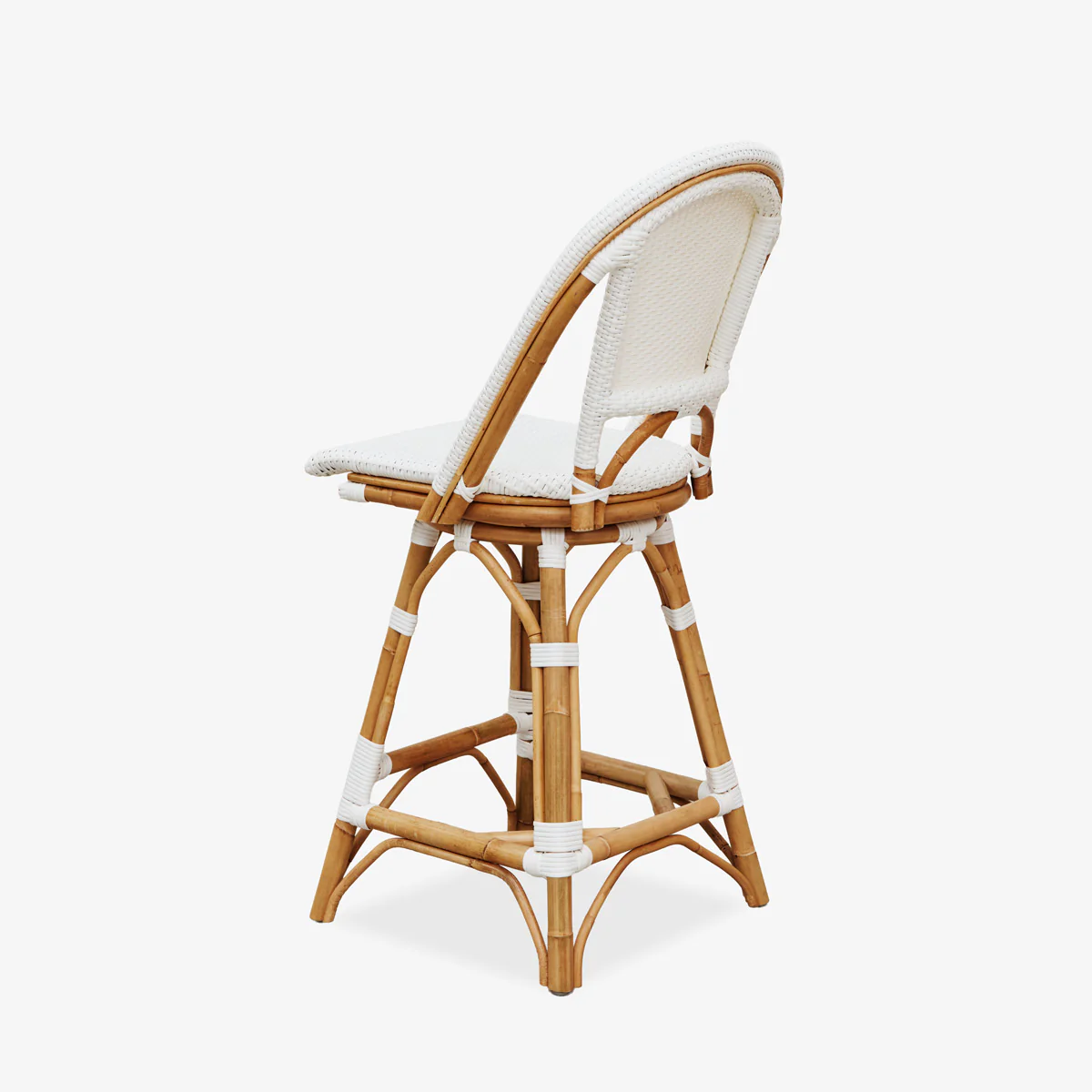 St Tropez Swivel Counter Bar Stool (White Single Weave) - Image 3