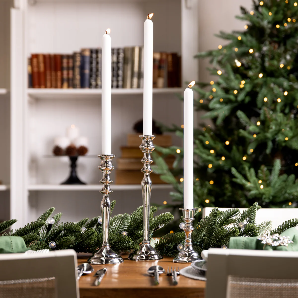 Tapered Candlestick Holders (Silver) - Image 4