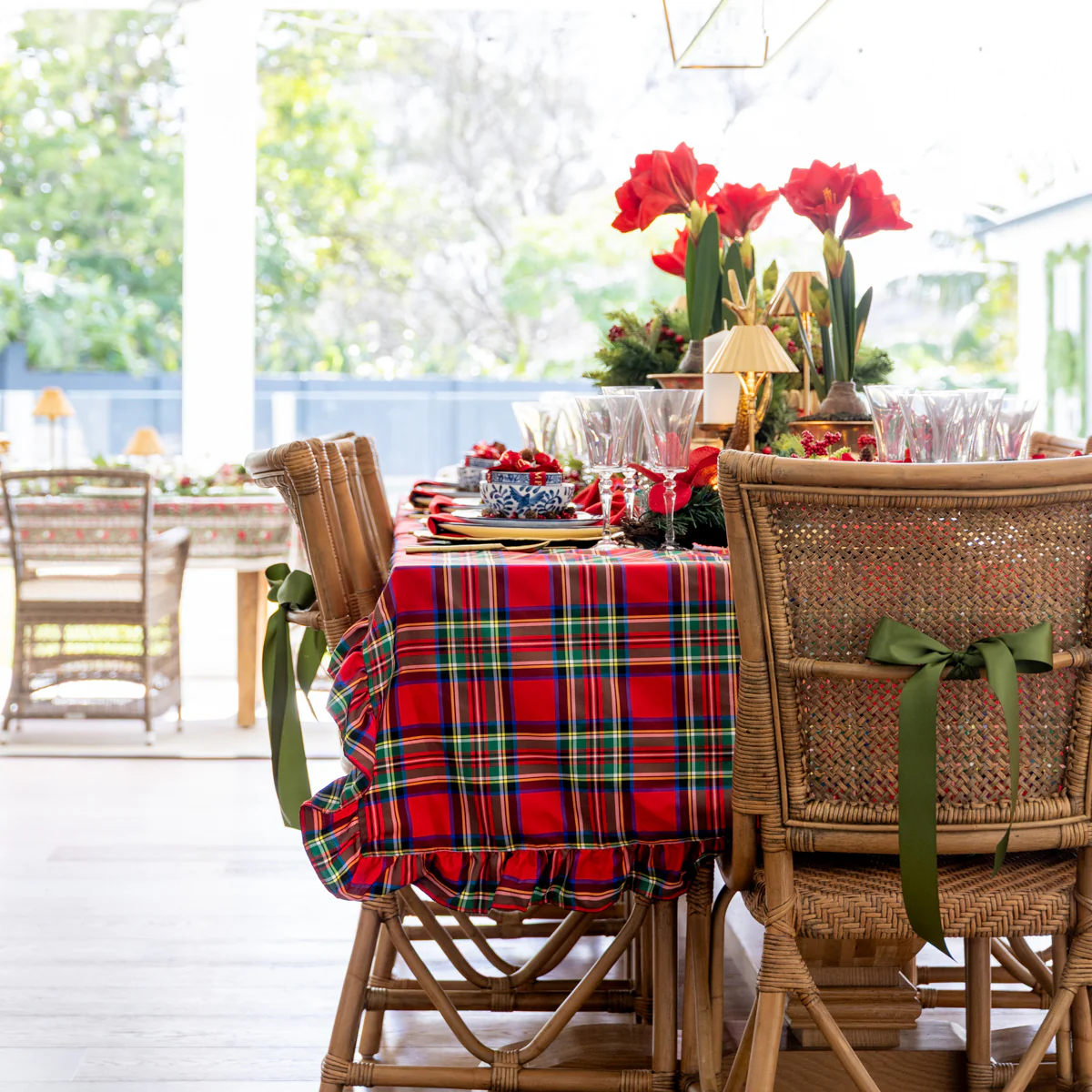 Tartan Tablecloths With Frill Red - Image 3