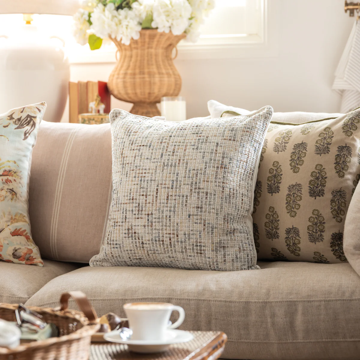 Textured Velvet Cushion Cover Beige - Image 2