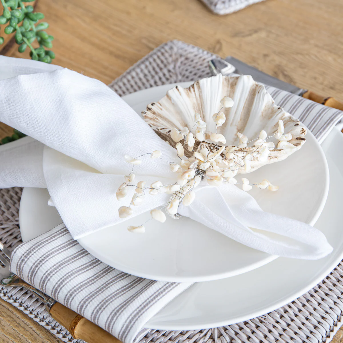 Ticking Stripe Napkin Beige (Set of 6) - Image 2