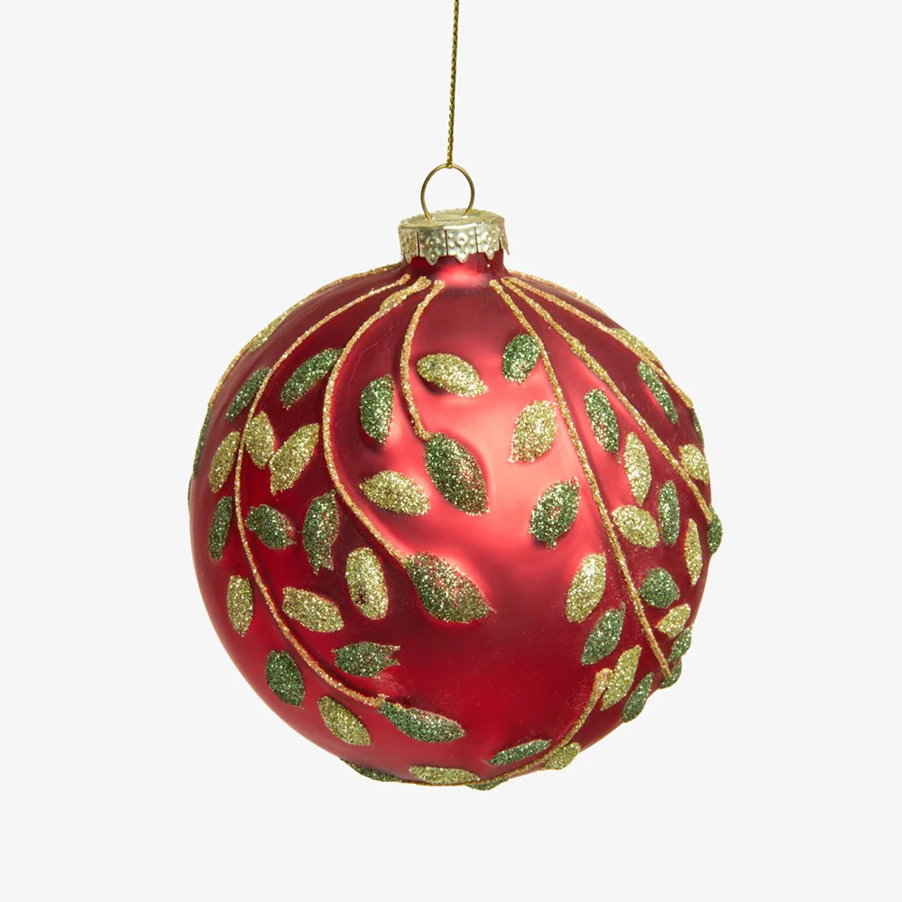 Trailing Leaf Baubles Set Of 4 (Red) - Image 3