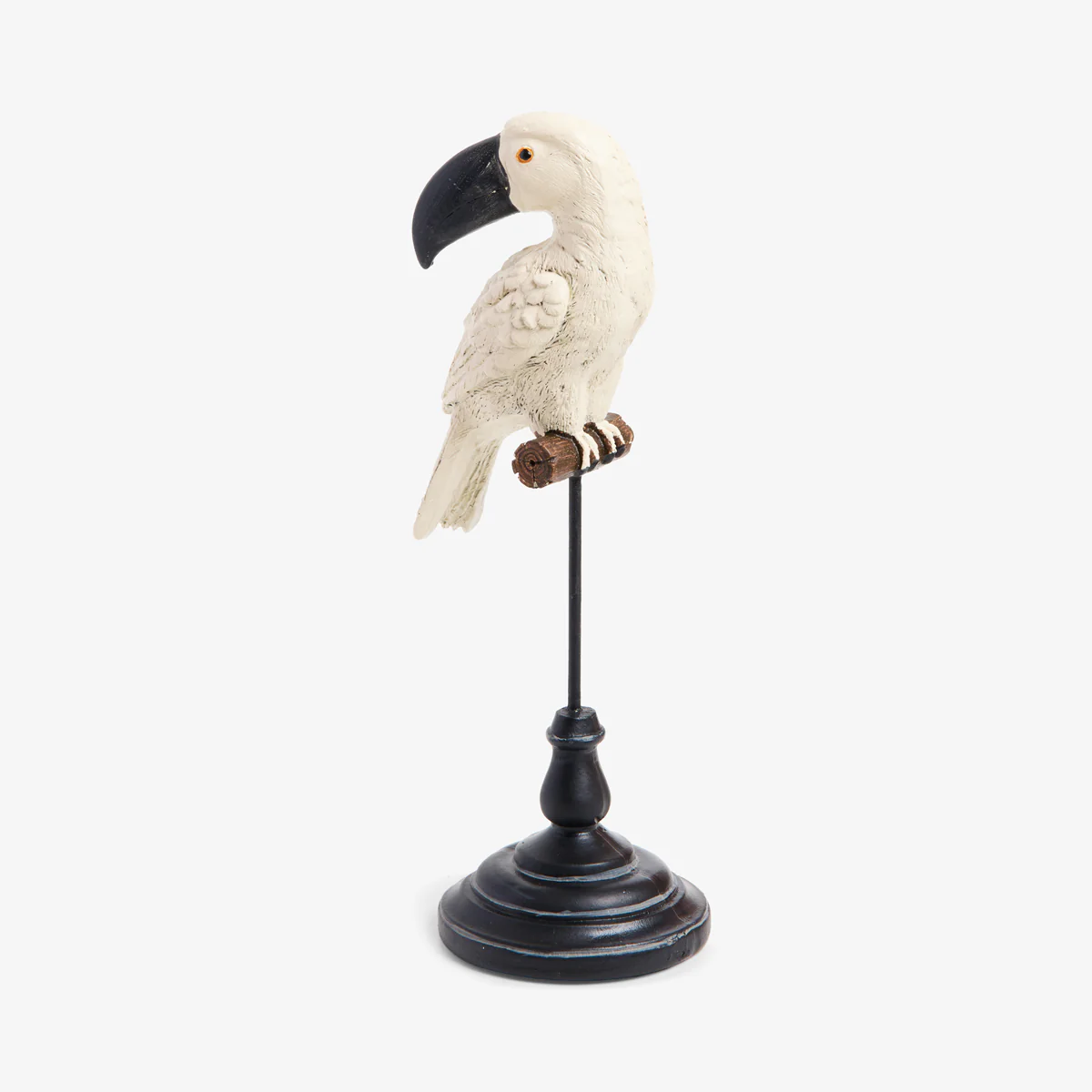 Tropical Bird On Stand Sculptures (White) - Image 3