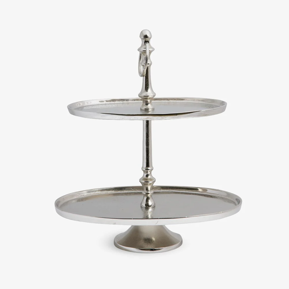 Two-Tier Oval Cake Stand (Silver)