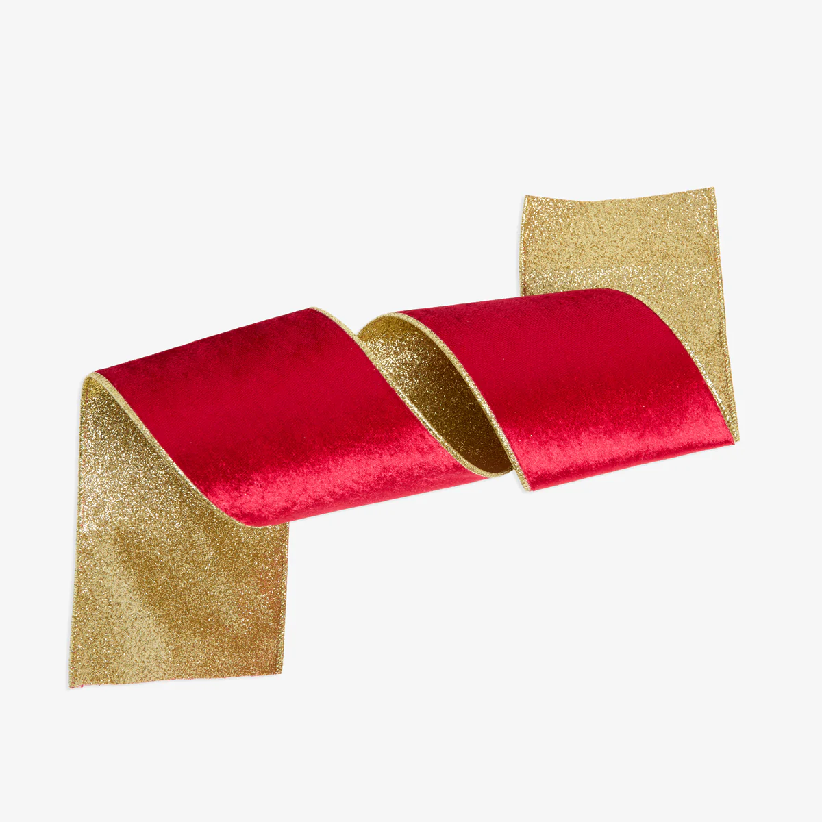Velvet & Sparkle Wire Ribbon (Red & Gold)