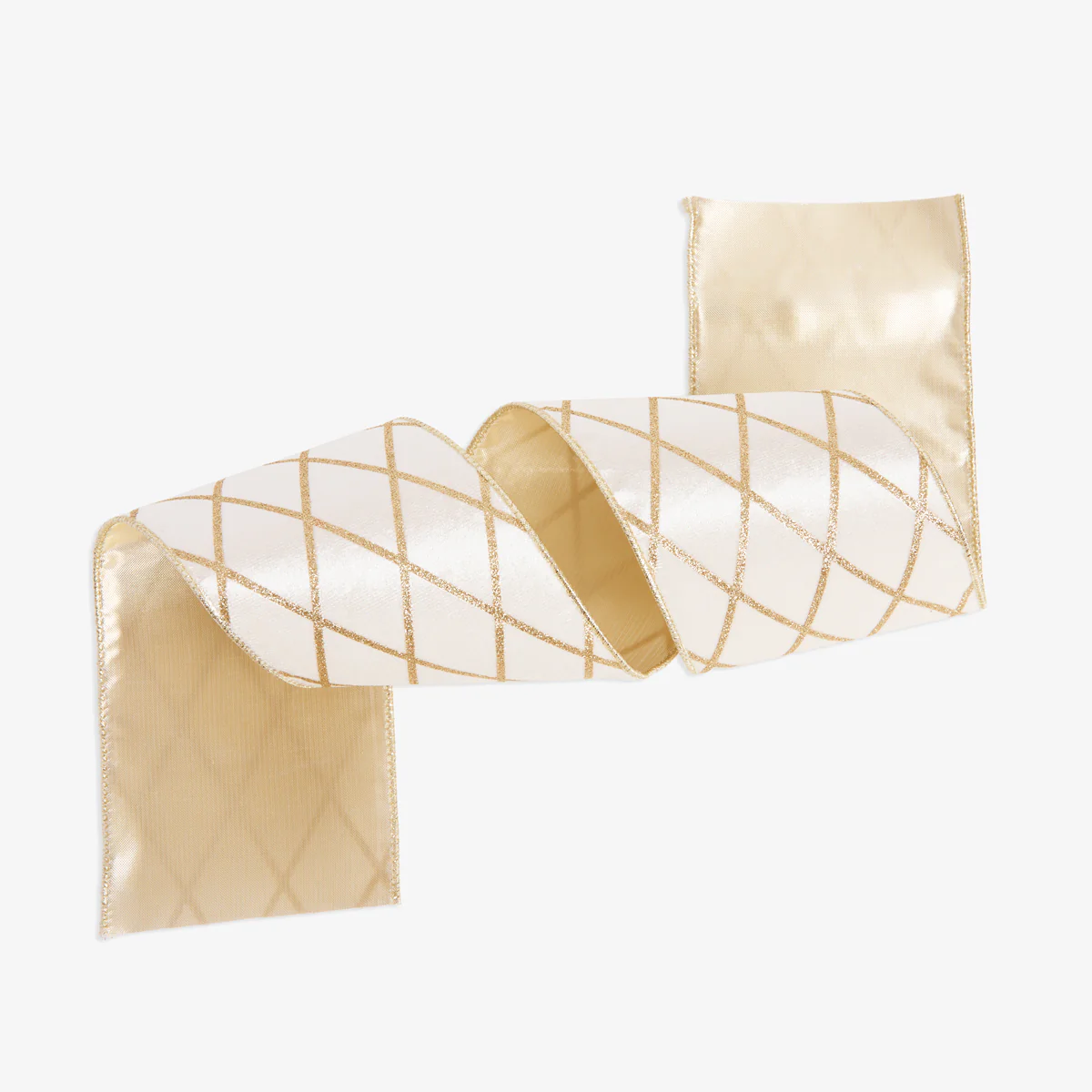 Velvet Trellis Wire Ribbon Cream Gold