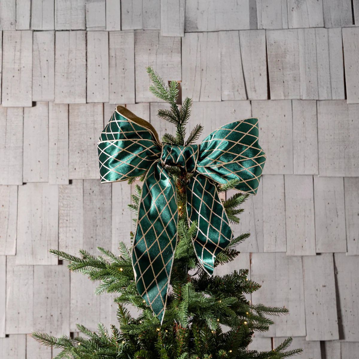Velvet Trellis Wire Ribbon (Green & Gold) - Image 2