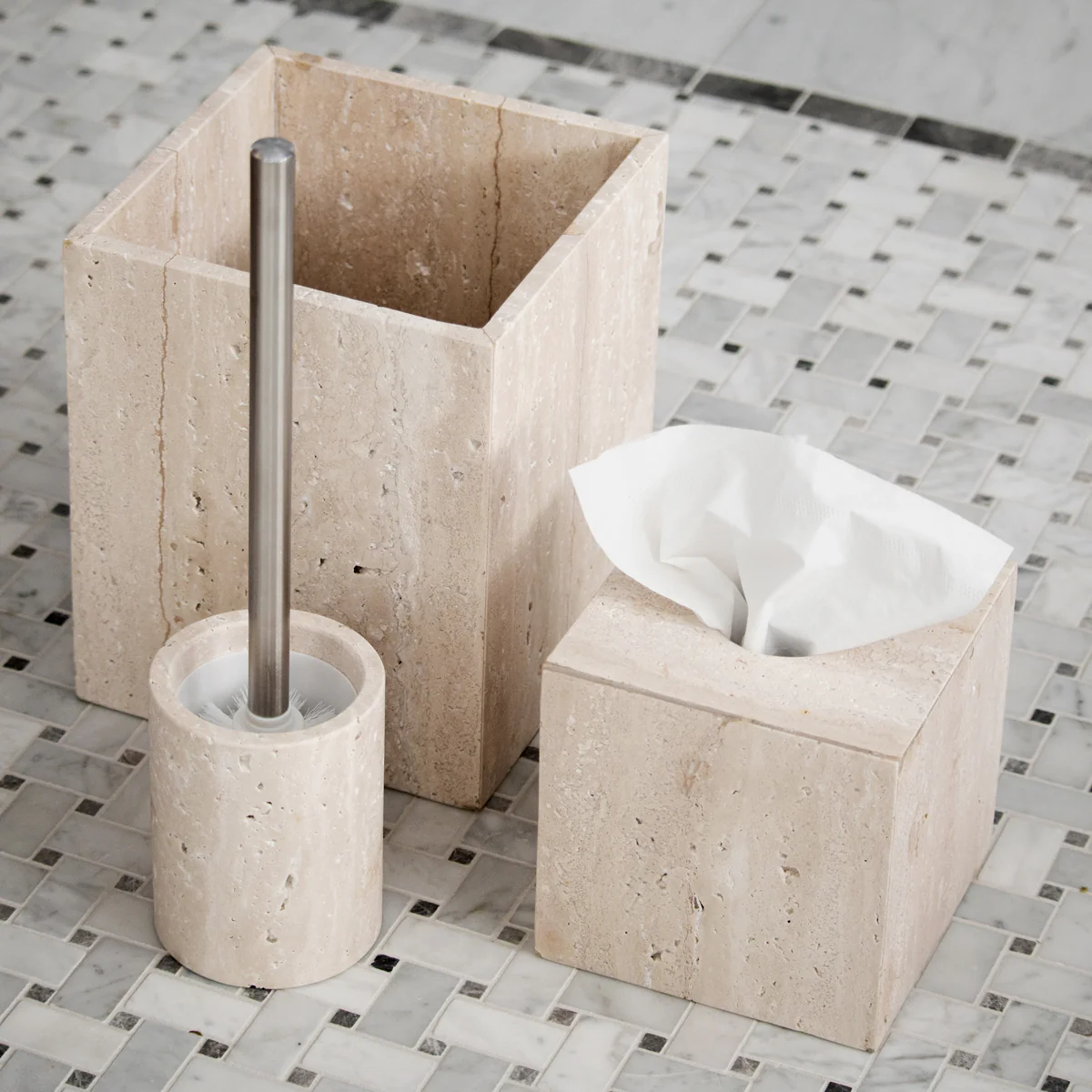 Verona Travertine Waste Basket - Image 3