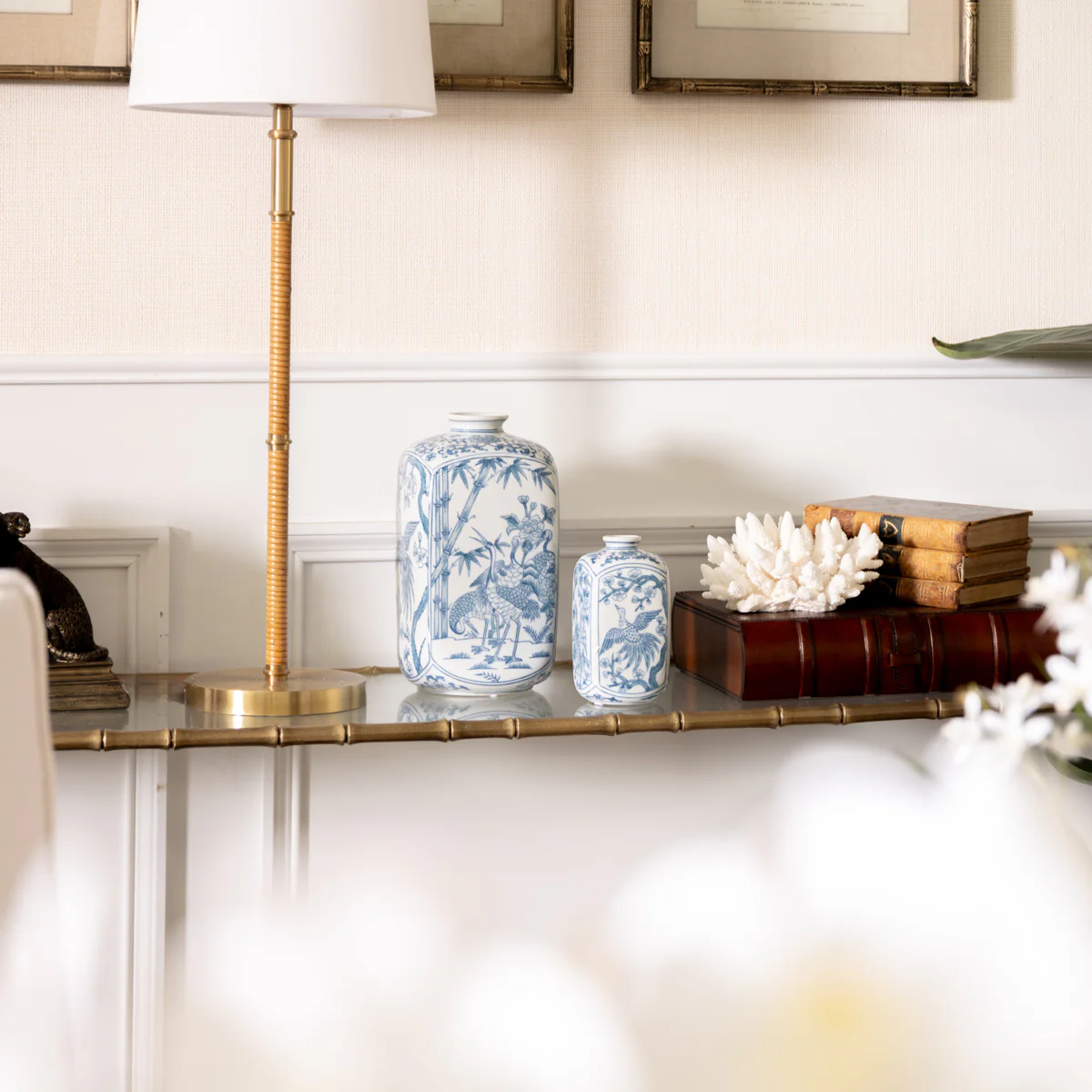 Vivienne Blue & White Porcelain Vases - Image 2