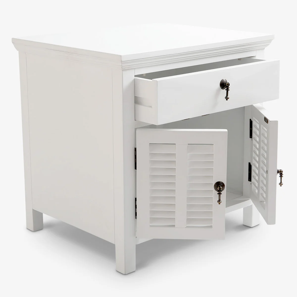 White Louvre Bedside Table - Image 5