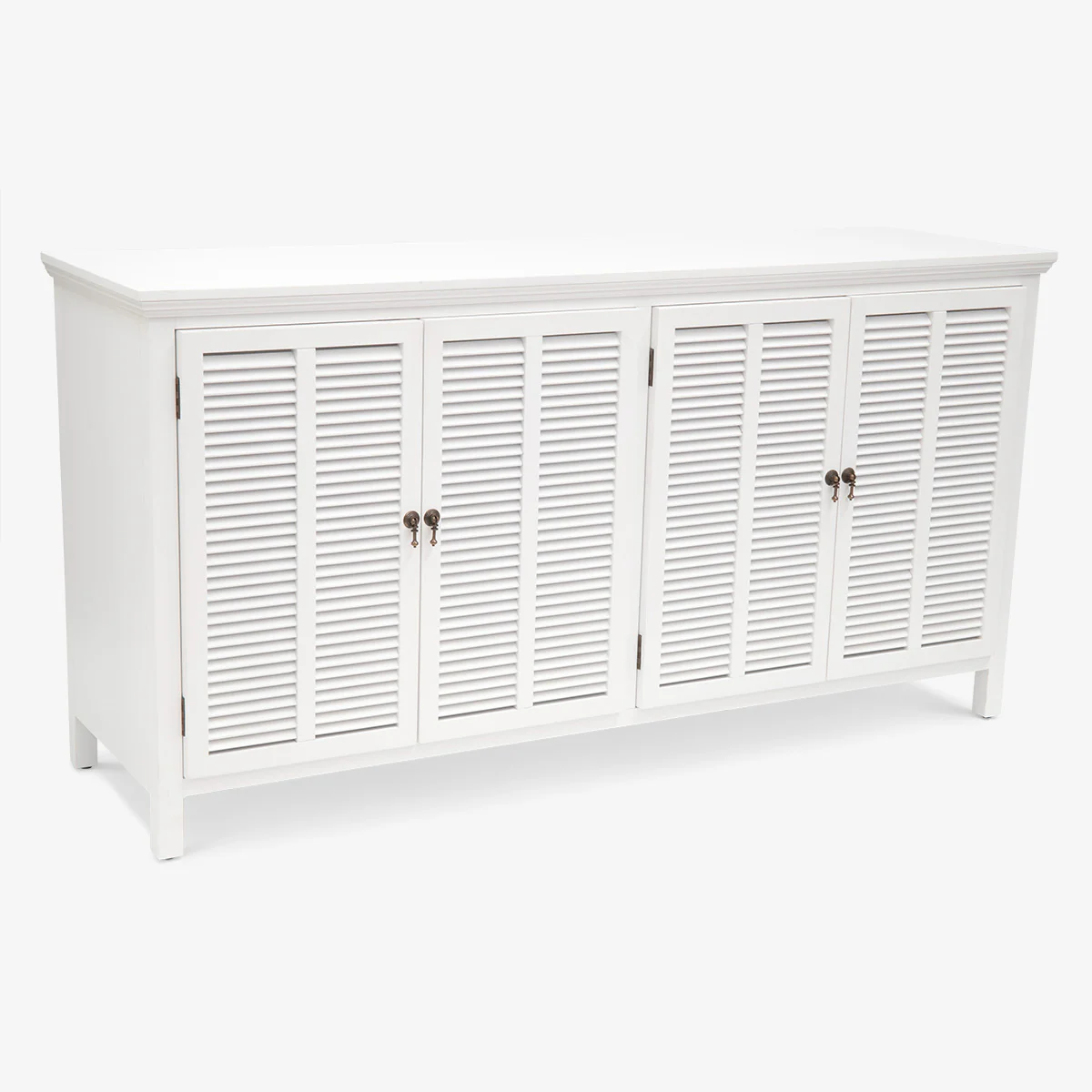 White Louvre Four Door Sideboard