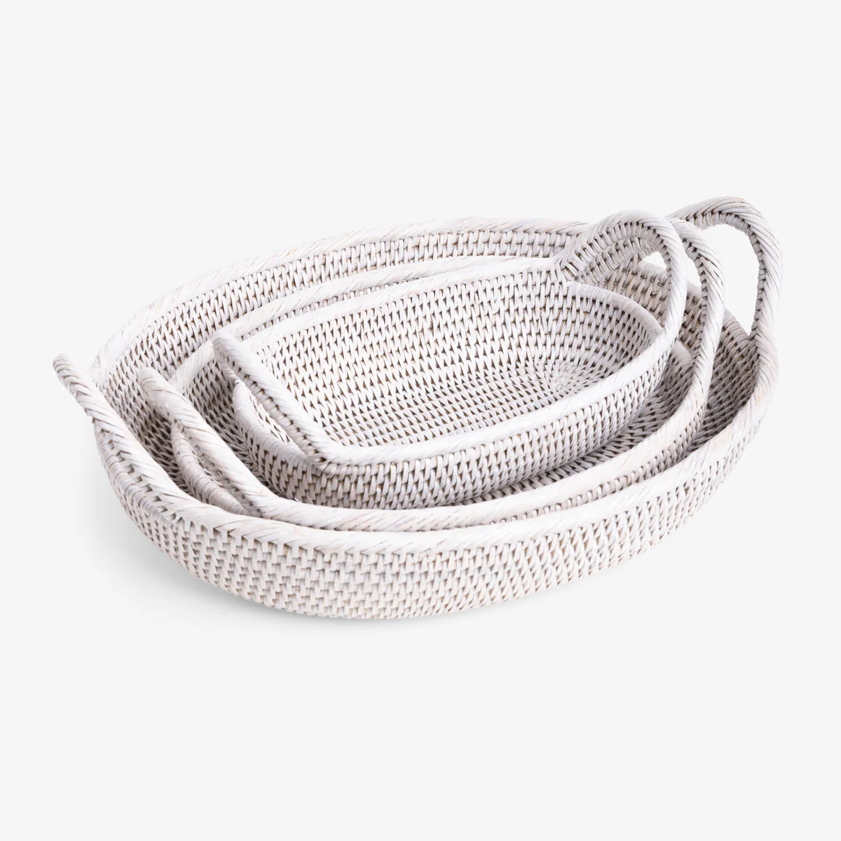 Rattan Oval Trays (White Washed)