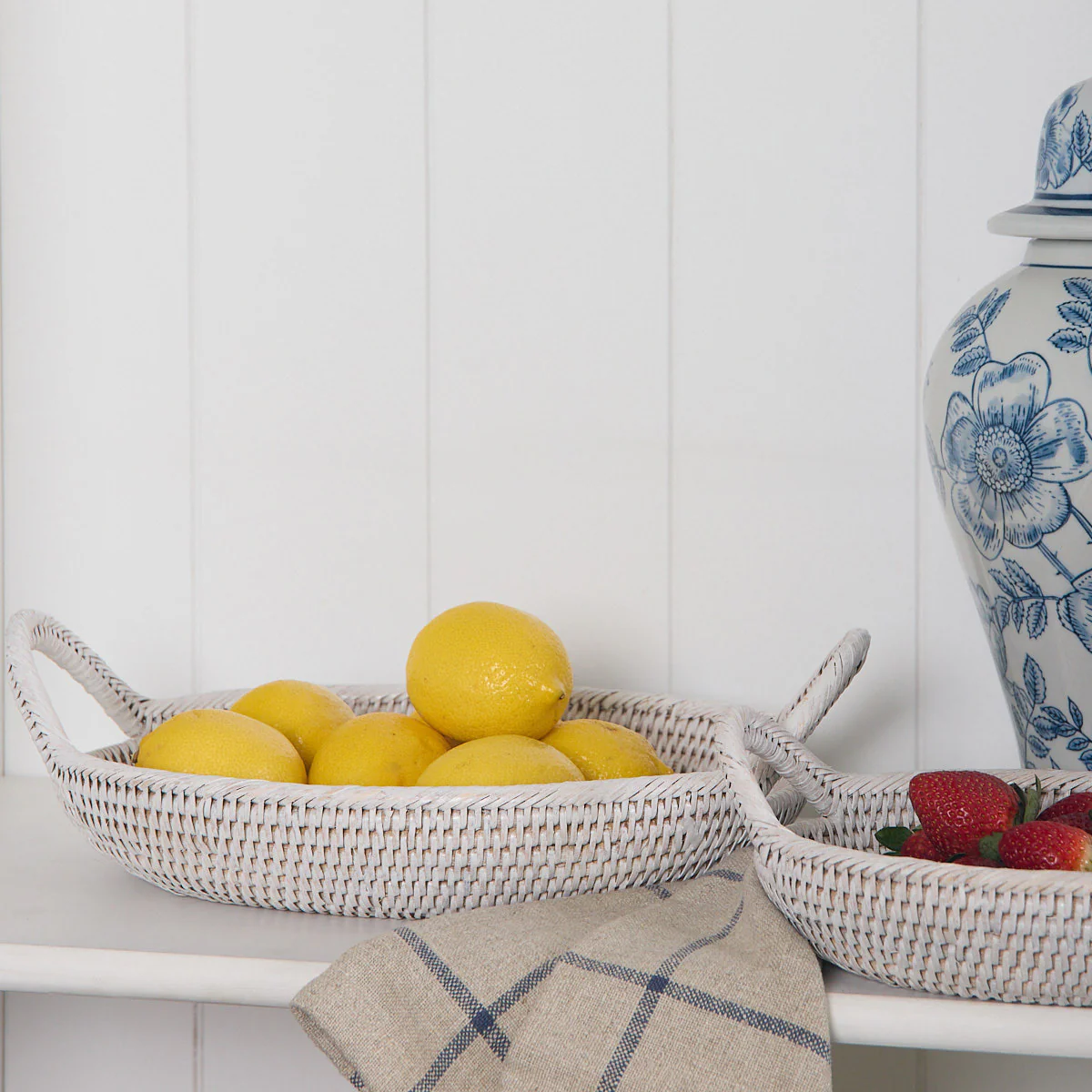 Rattan Oval Trays (White Washed) - Image 2