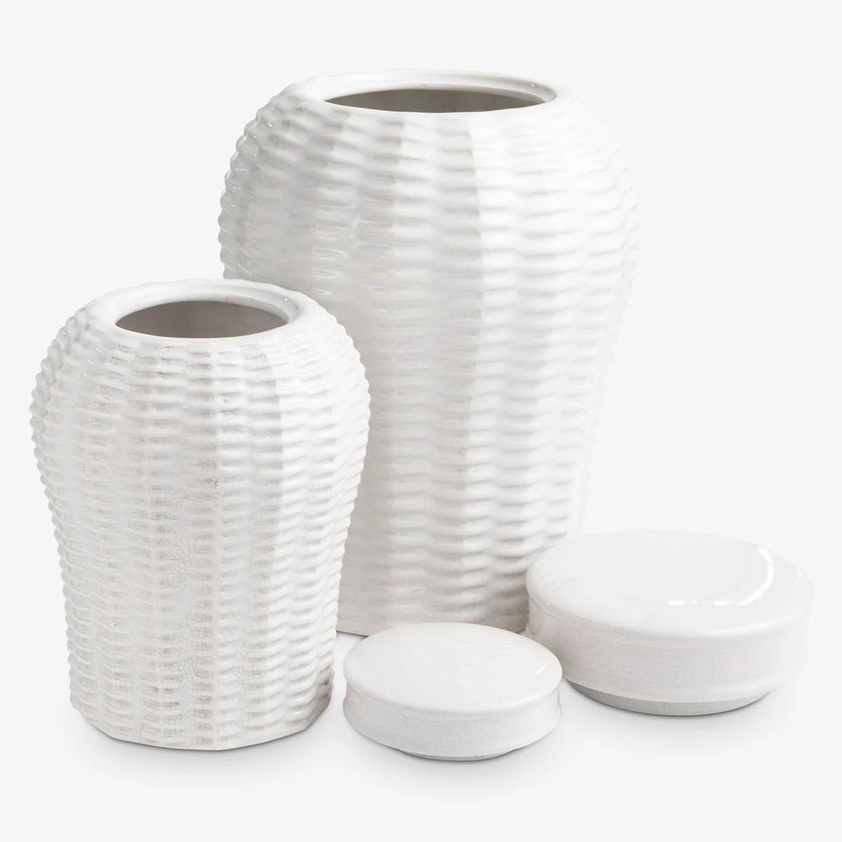 Woven Ceramic Jars (White) - Image 5