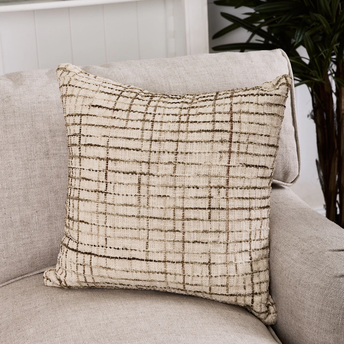 Woven Cushion Cover (Beige & Brown) - Image 3