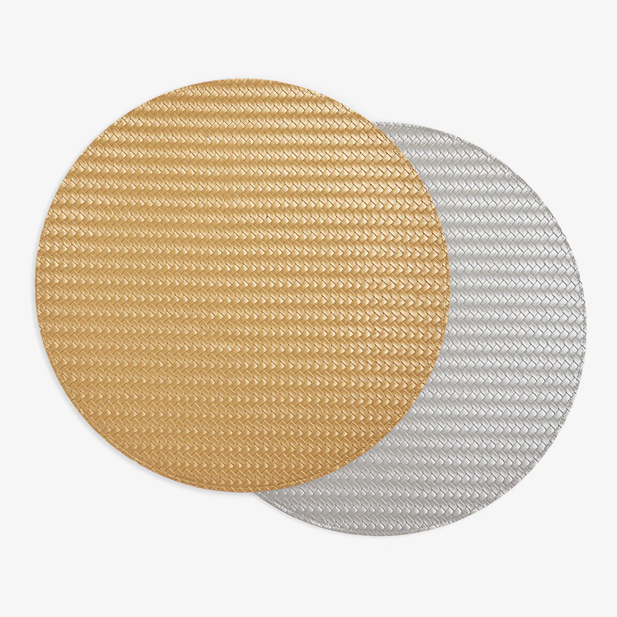 Woven Gold & Silver Double Sided Round Placemat (Set of 10)