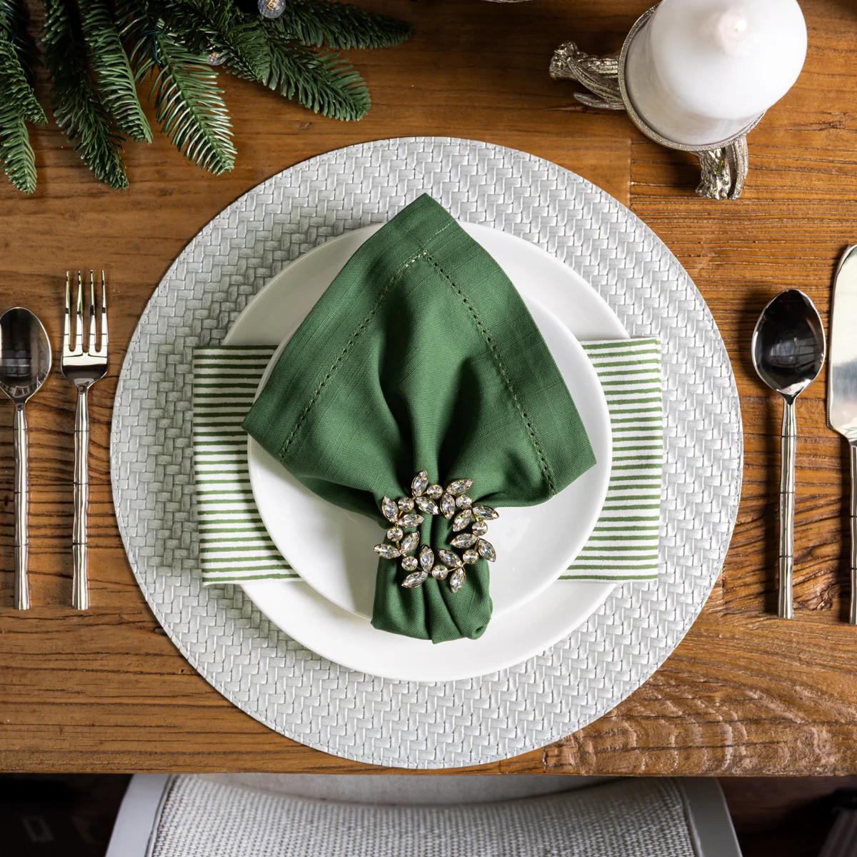 Woven Gold & Silver Double Sided Round Placemat (Set of 10) - Image 3