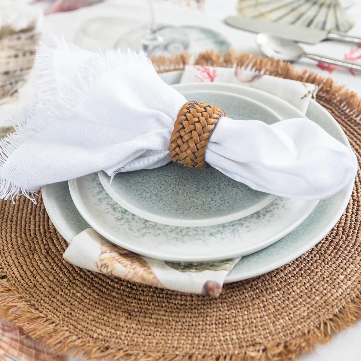 Woven Leather Napkin Ring - Image 2