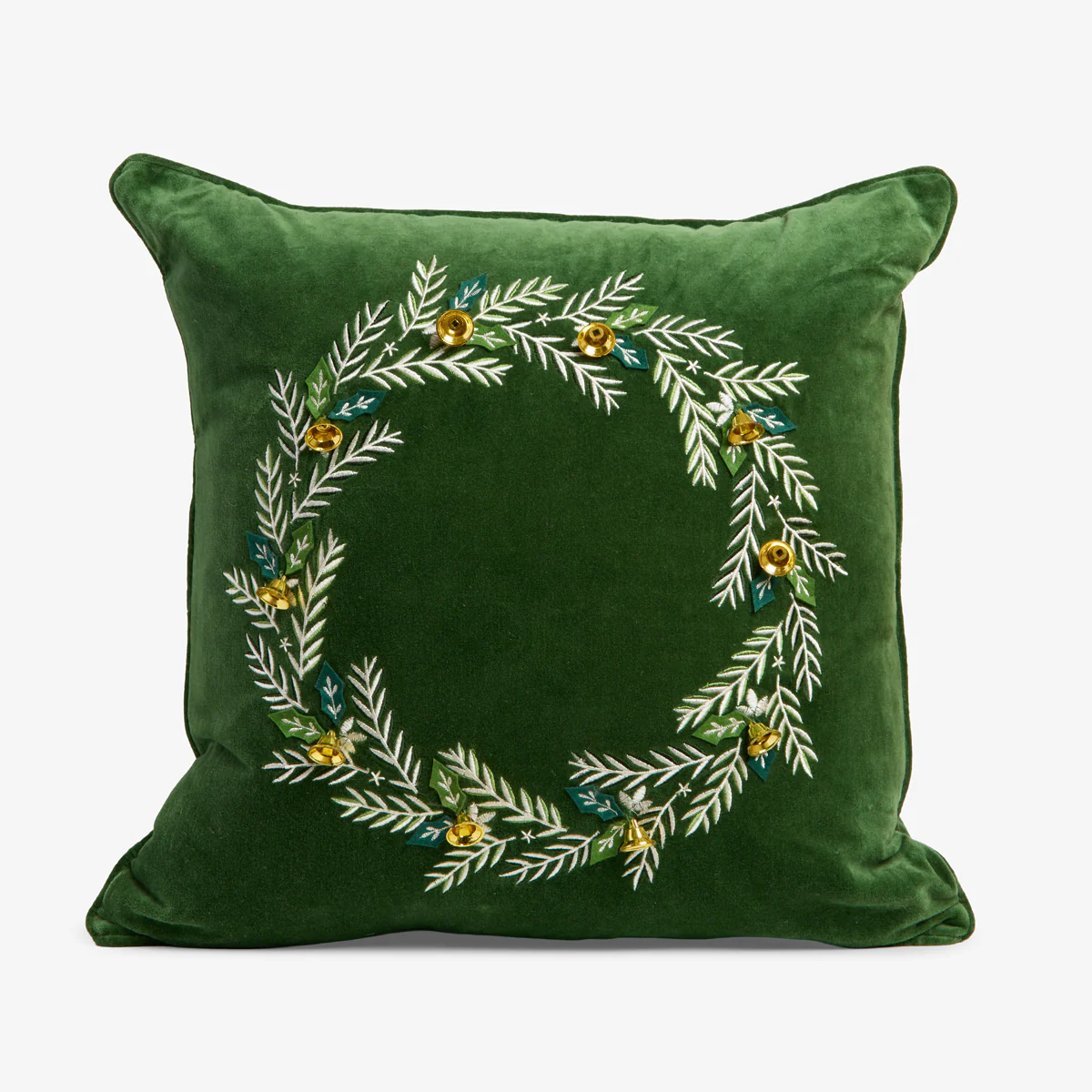 Wreath Velvet Cushion Cover (Green)