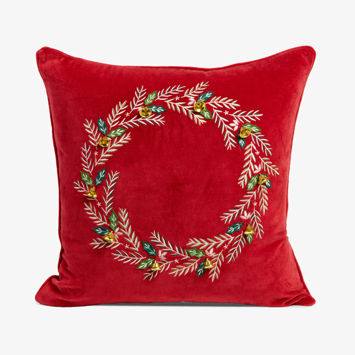 Wreath Velvet Cushion Cover (Red)